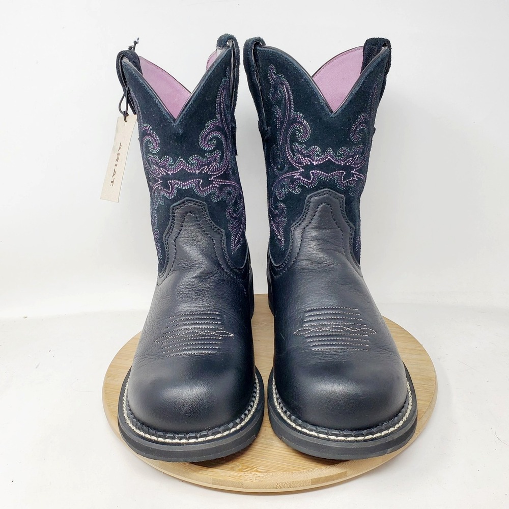 Ariat Fatbaby Boots Womens 7.5 Black Purple Cowboy Western Shoes - Picture 3 of 14